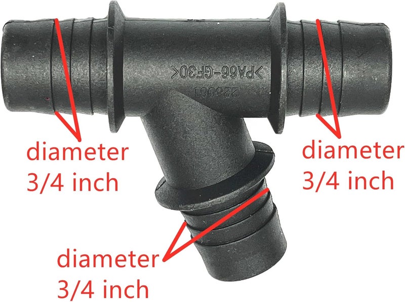 FEEDUN 226061,Dia 3/4",Radiator Coolant Hose 3 Way Connector,Heater Y-Joint Diverter,Water Pipe Splitter Repair Kit for Mercedes-Benz BMW Audi Volkswagen Chevrolet Volvo Buick Ford Toyota Honda,19mm,0.75inch - Image 2